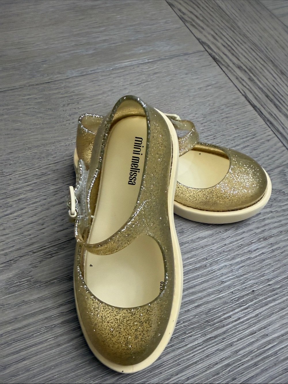 Mini Melissa Gold Glitter Mary Jane Toddler Shoes